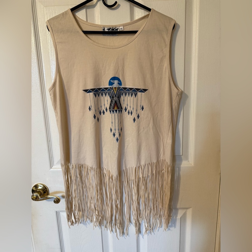 Back in the saddle sleeveless fringe top